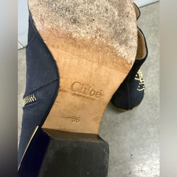 Chloe Susanna Navy Suede Booties - Picture 8 of 8